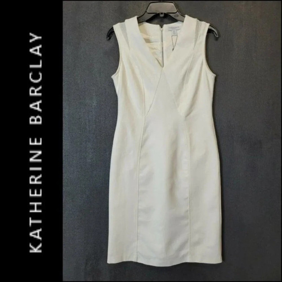 Katherine Barclay White Sleeveless  Sheath Dress Sz 2 - Picture 1 of 11
